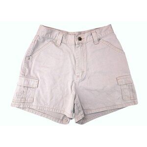 Vintage Lee Tan Cargo Khaki Shorts High Waist Women Size 28" Waist 6 Pocket Mom